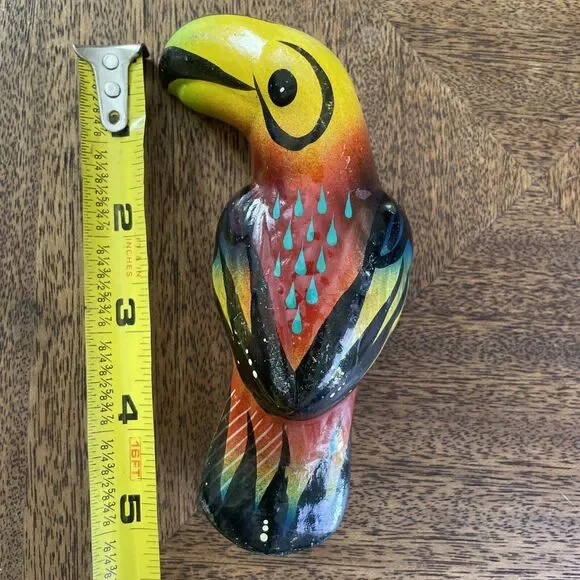 Vtg Hand Painted Folk Art Ceramic Bird Toucan 5” Colorful Mexican READ No Hanger - Picture 11 of 11